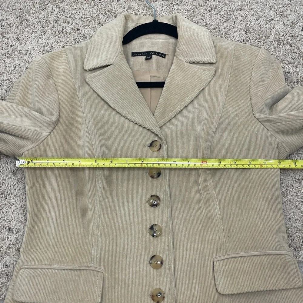 Jenne Maac Corduroy Jacket Womens M/8 Tan Button Closure Lined‎ Vintage USA Y2K